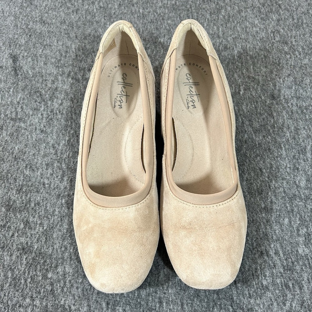 Collection By Clarks Chartli Fame Women's Size 7.5 Nude Suede Heel Comfort